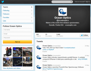 ערוץ הטוויטר של Ocean Optics