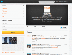 ערוץ ה - twitter של OSRAM