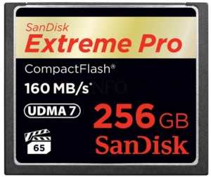 SanDisk 256GB Extreme Pro 160 MByteps CompactFlash