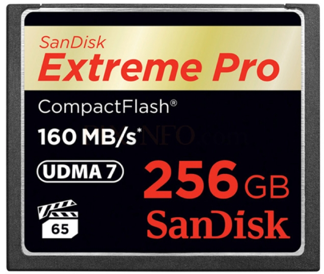 SanDisk 256GB Extreme Pro 160 MByteps CompactFlash